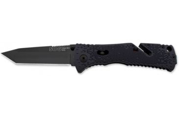 Image of SOG Trident Mini Knife w/ SE Fold 3.15in. Steel Tanto Blade and GRN Handle, BLK Finish, Black TF27-CP