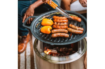 Image of Solo Stove Bonfire Cast Iron Grill Top and Hub, Stainless Steel, Cast Iron Black, Medium, SSBON-COOKING-BUNDLE