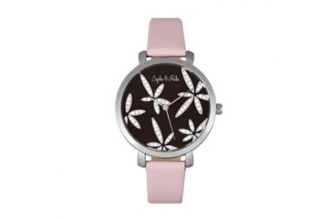 Image of Sophie And Freda Key West Leather Band Watches w/Swarovski Crystals - Women's, Silver/Mauve, One Size, SAFSF4303