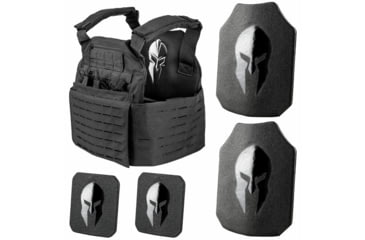 Image of Spartan Armor Systems AR550 Level III+ Medium ESAPI Achilles Package, 9.5in x 12.5in, Single-Curved, Encapsaloc, Black, SAAR55095x125SHSCFCPKGACBK