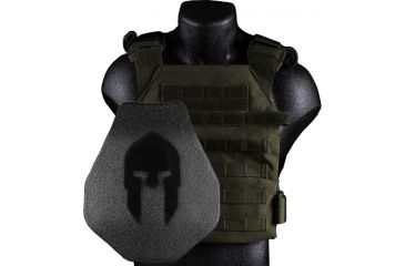 Image of Spartan Armor Systems Armor/sentry Plate Carrier And AR500 Omega Body Armor Swimmers Cut Platform Single Curve, Base Coat, OD Green, Medium-Extra Large SAS-PKG500-SENTRY-OD-KIT