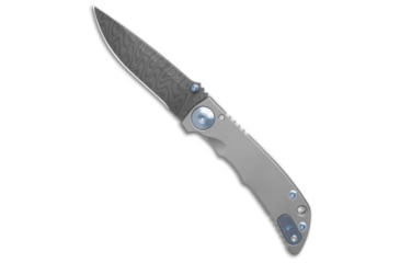 Image of Spartan Blades Spartan Blades Harsey Folder Frame Lock Anodized Blue Custom 3.25" Damascus, Blue/Gray, Damascus, adult, BHQ-221504