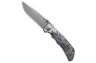 Image of Spartan Blades Spartan Blades Harsey Frame Lock Knife Viking Longboat Titanium 4" Stonewash, Blue/Gray, CPM S45VN, adult, BHQ-206086
