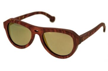 Image of Spectrum Keaulana Wood Sunglasses, Cherry Frame, Gold Lens, Cherry/Gold, One Size, SSGS112GD