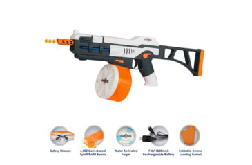 Image of SPLAT R Ball SRB1200 Full Auto Electric Rechargeable Soft Water Bead Blaster Kit, White/Black/Orange, 950003