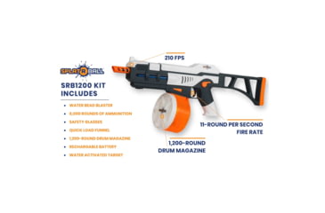 Image of SPLAT R Ball SRB1200 Full Auto Electric Rechargeable Soft Water Bead Blaster Kit, White/Black/Orange, 950003