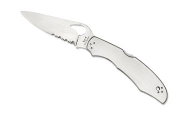 Image of Byrd by Spyderco Cara Cara 2 Folding Knife, 95 mm, Stainless Steel Partially Serrated Blade, Stainless Steel Handle, BY03PS2