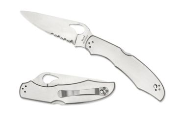 Image of Byrd by Spyderco Cara Cara 2 Folding Knife, 95 mm, Stainless Steel Partially Serrated Blade, Stainless Steel Handle, BY03PS2