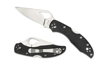Image of Spyderco Meadowlark 2 Folding Knife, 73 mm, Plain Silver Blade, G-10 Black Handle, BY04GP2