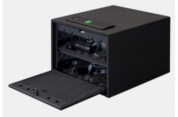 Image of Stack-On Quick Access Safe w/Biometric Lock and Shelf,10x12.15x8.0in,Matte Black QAS-1512-B
