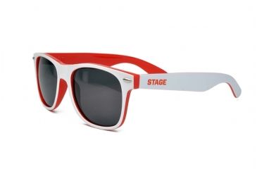 Image of Stage Rebel Sunglasses White Frame Red Accent, Smoke Lens STG8001WR