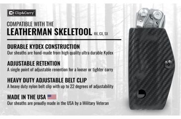 Image of StatGear Kydex Sheath for Leatherman Skeletool Models, Carbon Fiber Black, LSKEL-CF-BLK