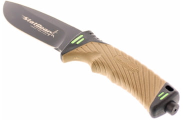 Image of StatGear Surviv-All Outdoor Camping Knife w/ Firestarter &amp; Sharpening Stone, 4.25in, 440 Stainless Steel, Full Tang, Rubber, Brown, 99416