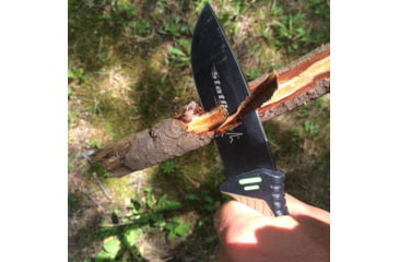 Image of StatGear Surviv-All Outdoor Camping Knife w/ Firestarter &amp; Sharpening Stone, 4.25in, 440 Stainless Steel, Full Tang, Rubber, Brown, 99416