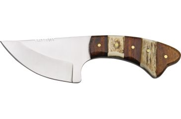 Image of Steel Stag Short Skinner Fixed Knife, stainless wide design skinner blade, Grooved stag and dark brown wood handle SS7014