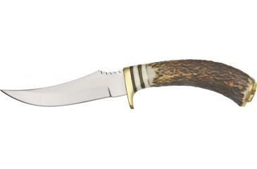 Image of Steel Stag Slim Blade Skinner Fixed Knife, stainless upswept skinner blade, Genuine stag round design handle SS7002