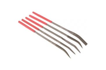 Image of Steelex 5 Pc. Extra-Fine Curved Needle Nose File Set, 5 Different Profiles, 3/16 in. Shank, Medium, 6.25 in. Long D2866