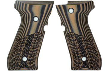 Image of Stoner CNC Beretta 92 Half Checker G10 Grips Fits 92FS/96 M9 Series Pistol, Brown Black, STO-BR-B92-HC-BNB