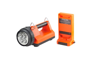 Image of Streamlight E-Spot FireBox 1,500 Lumen Rechargeable Lantern with Blue Taillight LEDs, 120V AC/12V DC Standard System with Shoulder Strap &amp; Mounting Rack, Orange, 45861