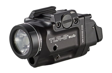 Image of Streamlight TLR-8 Sub For Glock 43X/48 MOS LED Weapon Light w/ Red Laser, CR123A Lithium, White, 500 Lumens, Black, 69411