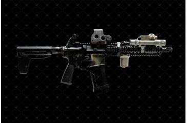 Image of Strike Industries Angled Vertical Short Grip with Cable Management for 1913 Picatinny Rail, FDE, SI-AR-CMAG-RAIL-S-FDE
