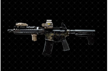 Image of Strike Industries Angled Vertical Short Grip with Cable Management for 1913 Picatinny Rail, FDE, SI-AR-CMAG-RAIL-S-FDE