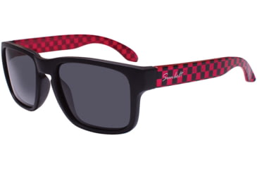 Image of Sunbelt Hipster Sunglasses, Black/Red Checkerboard Frame, Smoke Polarized Lens