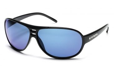 Image of Suncloud Joyride Sunglasses with Black Frames, Blue Mirror Lenses
