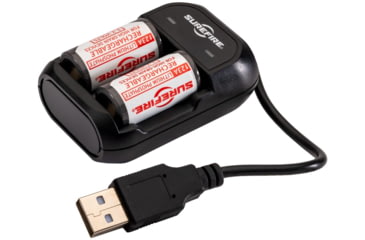 Image of SureFire 123A Lithium Iron Phosphate Rechargeable 2 Batteries w/Charger, SFLFP123-KIT