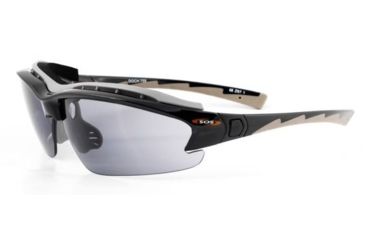 Image of Survival Optics Sunglasses Gripz Riders/Doch Sunglasses, Black/Gray Pad and Tip Frame, SOS Logo, Pc Smoke Lens 7591