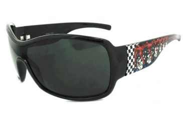 Image of Survival Optics Sunglasses Ink Jester Sunglasses, Black/Checkerboard Jester Tattoo Frame, PC Decenter Smoke Lens 9041