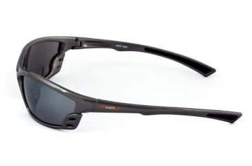 Image of Survival Optics Sunglasses Wraps/Viper Sunglasses, Metallic Gray/Black Nose and Tip Pads Frame, SOS Logo, Pc Decenter Smoke-fm Lens 3231