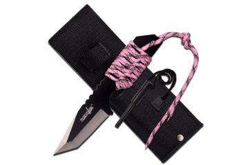 Image of Survivor Fixed Blade, 7in, Stainless Steel Blade, Full Tang 2 Tone Pink Paracord Wrapped Handle HK-106320PK