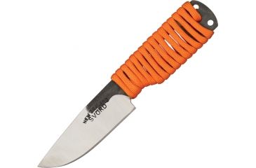 Image of Svord EDC Hi Fixed Knife, Brown leather belt sheath, orange paracord wrapped handle SVEDCB