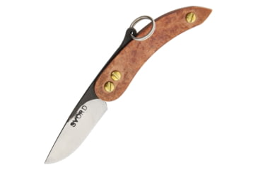 Image of Svord Peasant Micro Folding Knife, Peasant Micro, 4in Closed, 2in Two-Tone Finish Carbon Steel Drop Point, Copper Handle, Keyring, Brown Leather Pouch, SVPKMC