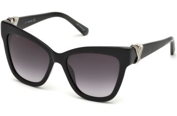 Image of Swarovski SK0157 Sunglasses - Shiny Black Frame Color, Gradient Smoke Lens Color