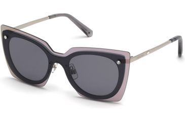 Image of Swarovski SK0201 Sunglasses - Shiny Palladium Frame Color, Smoke Lens Color