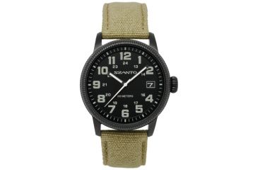 Image of Szanto Mens 1100 Series Watch,Black Dial,Khaki Strap,42mm Dia. SZ 1102