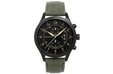 Image of Szanto Mens 1200 Series Watch,Black Dial,Army Green Strap,46mm Dia. SZ 1201