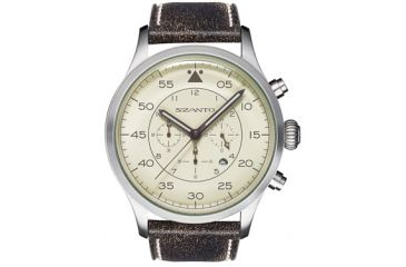 Image of Szanto Mens 2600 Series Watch,Cream Dial,Black Strap,46mm Dia. SZ 2603