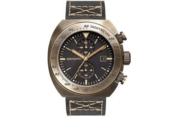 Image of Szanto Mens 4100 Series Watch,Black Dial,Grey Strap,46mm Dia. SZ 4101
