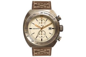 Image of Szanto Mens 4100 Series Watch,Ivory Dial,Brown Strap,46mm Dia. SZ 4102