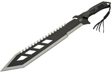 Image of Sierra Zulu Trident Machete, 17.75in, Black Tanto Blade, Saw Tooth Back Edge, Black Glass Filled Nylon Handle, SZ5606CP