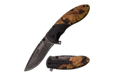 Image of TAC Force Folding Blade, 3.7in, Stainless Steel Blade, Stonewash Stainless Steel And Rainforest Camo Coated Handle TF-911CA