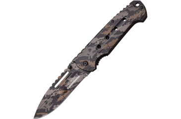Image of TAC Force Linerlock Camo A/O Folding Knife, 4.75in Closed, 3.75in Camo Stonewash 8Cr13Mov SS Drop Point, Camo Stonewash SS Handle, Thumb Stud, Pocket Clip, TFE-A012-CA