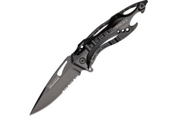 Image of Tac Force Linerlock Speed Fold Knife 4.75in., PS drop point blade, Black finish block style grooved Alum. handl TF705BK