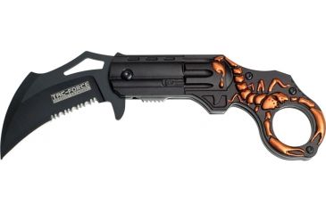 Image of Tac Force Speed Assist  Fold Knife, A/O black SS PS hawkbill blade, Revolver shaped black Alum. handle TF752OR