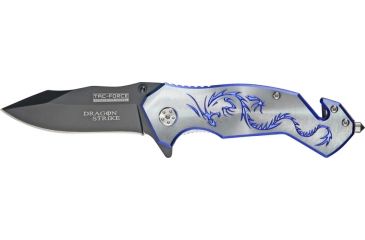 Image of Tac Force Speed Dragon Fold Knife, black SS blade, Blue anodized Alum. handle TF759GY