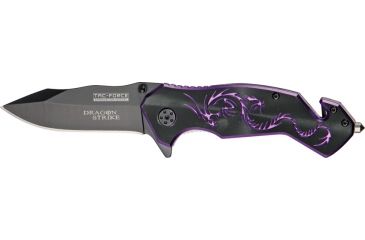 Image of Tac Force Speed Dragon Fold Knife, black SS blade, Purple anodized Alum. handle TF759BP