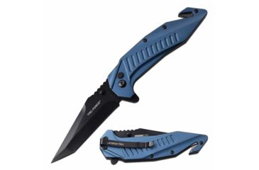 Image of TAC Force TF-1017BL Spring Assisted Knife, 3.6in, 3CR13 Stainless Steel, Modified Tanto, Black Blade, Aluminum Handle, Blue, TF-1017BL